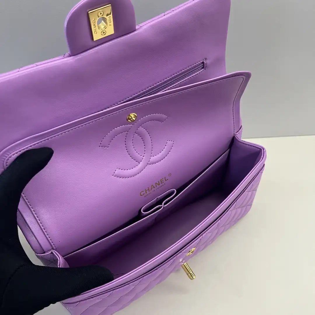 Chanel A01112 Flap Classic 11.12 Handbag Lambskin Purple