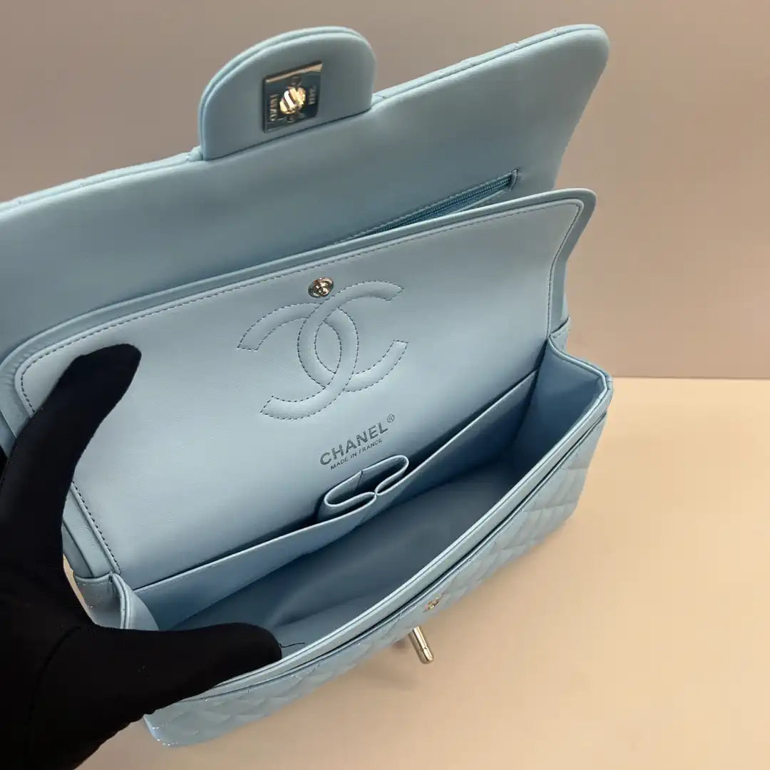 Chanel A01112 Flap Classic 11.12 Handbag Lambskin Lake Blue