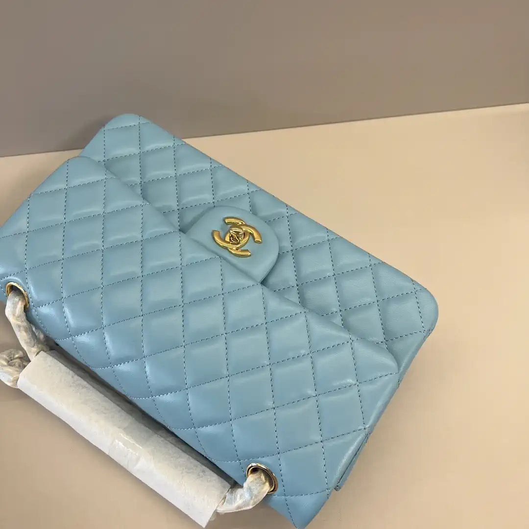 Chanel A01112 Flap Classic 11.12 Handbag Lambskin Lake Blue