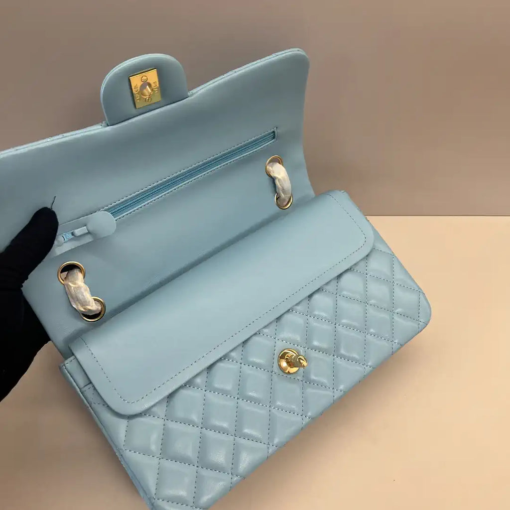 Chanel A01112 Flap Classic 11.12 Handbag Lambskin Lake Blue