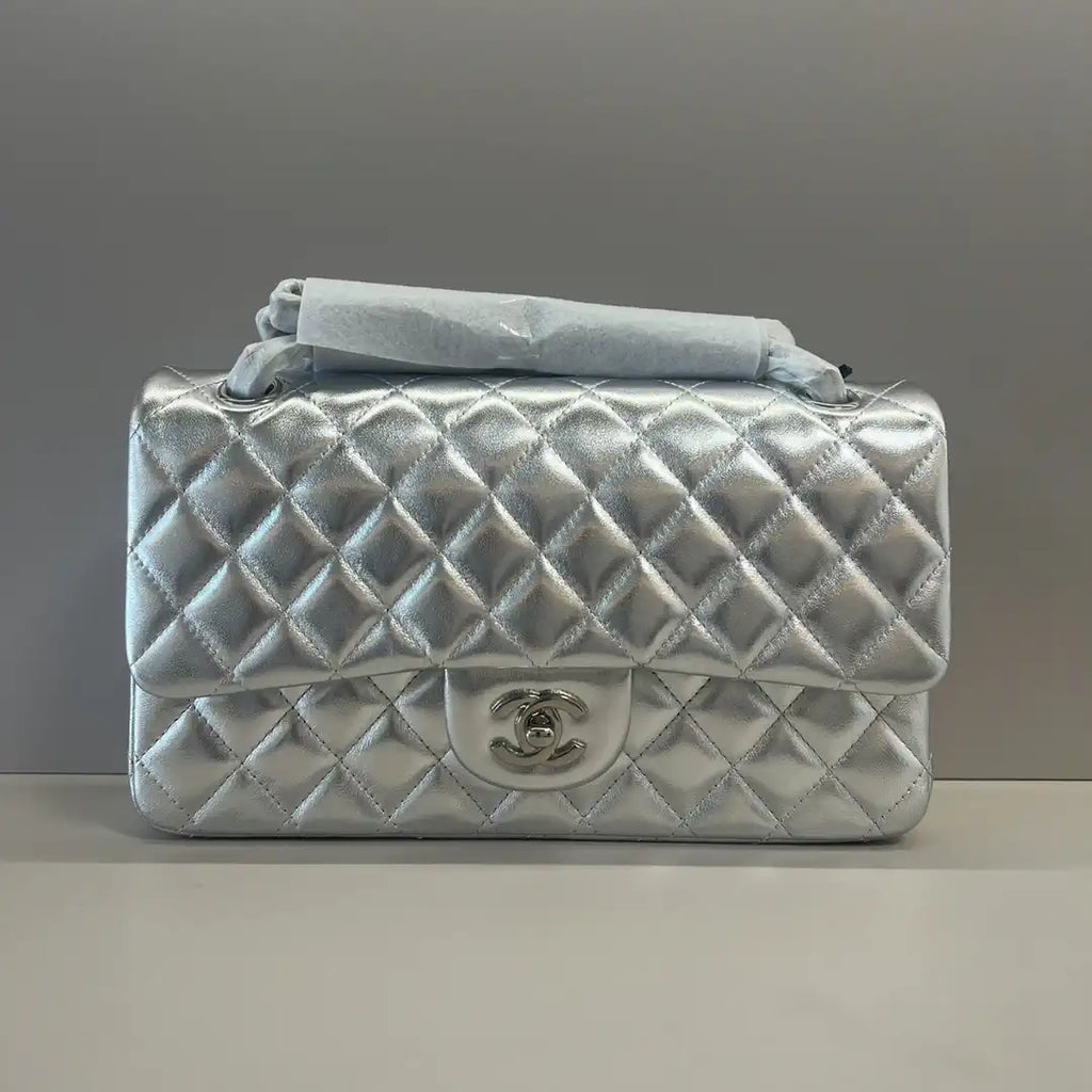 Chanel A01112 Flap Classic 11.12 Handbag Lambskin Silver