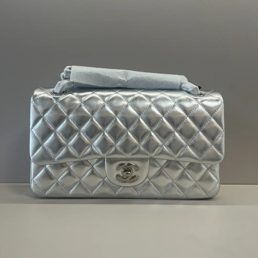 Chanel A01112 Flap Classic 11.12 Handbag Lambskin Silver