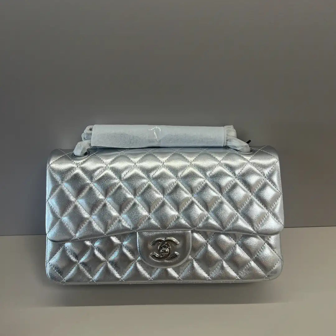 Chanel A01112 Flap Classic 11.12 Handbag Lambskin Silver