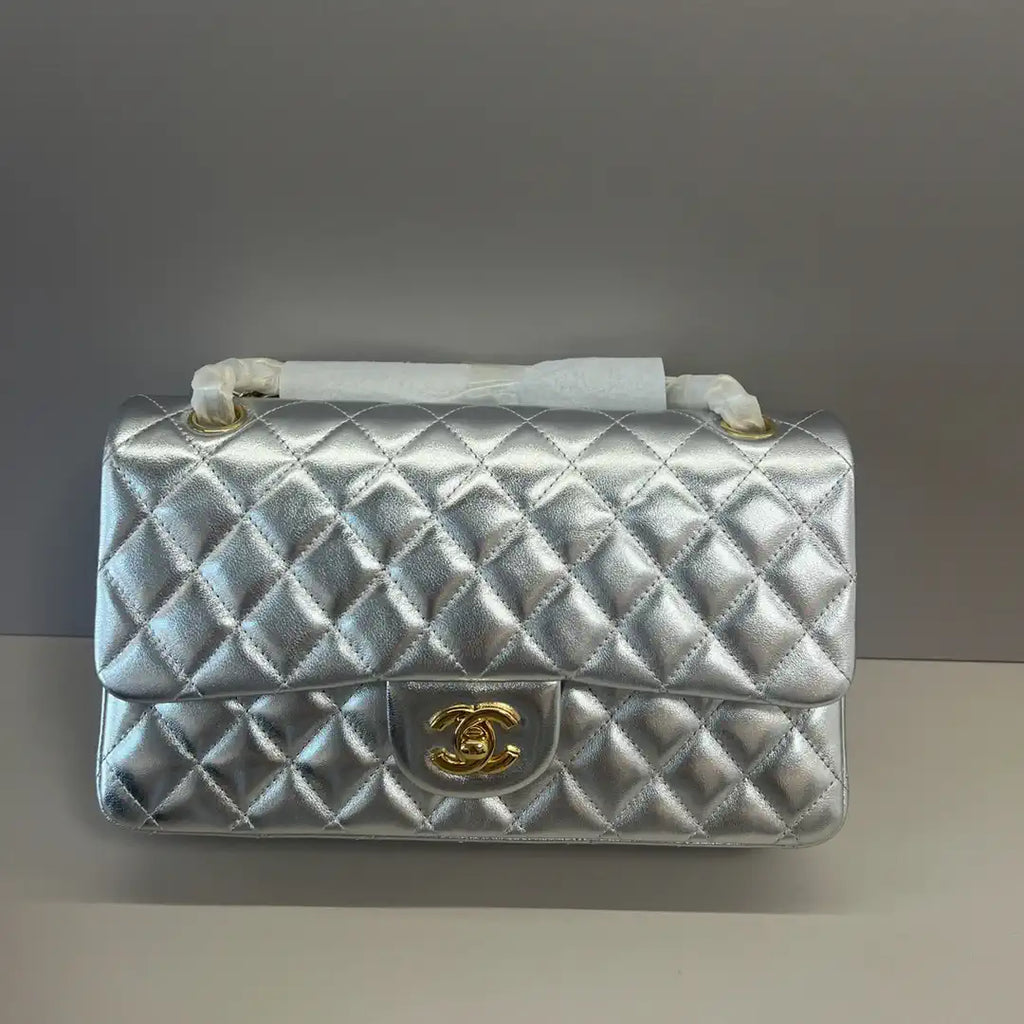 Chanel A01112 Flap Classic 11.12 Handbag Lambskin Silver
