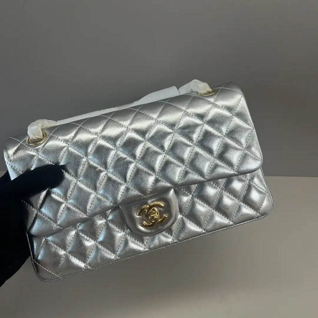 Chanel A01112 Flap Classic 11.12 Handbag Lambskin Silver