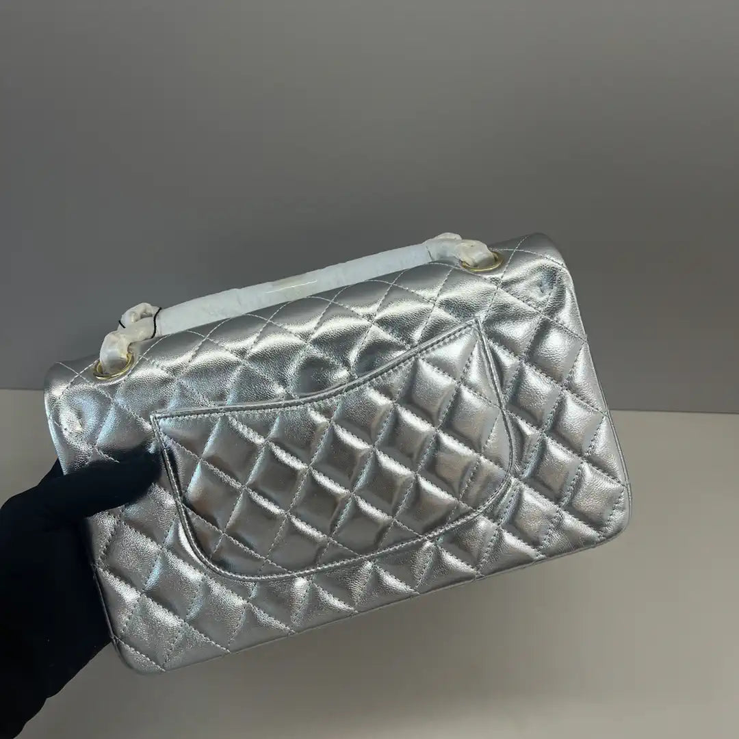 Chanel A01112 Flap Classic 11.12 Handbag Lambskin Silver