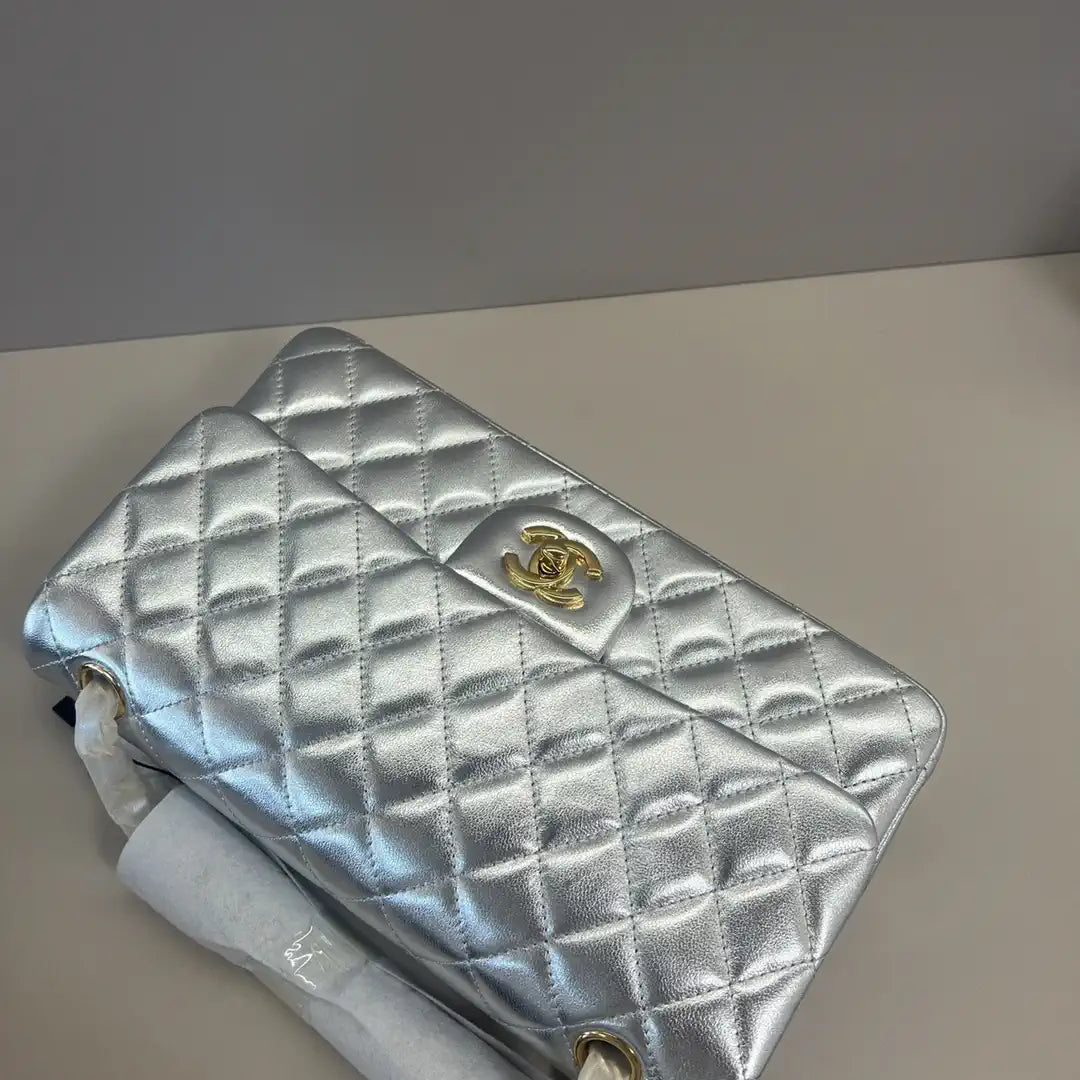 Chanel A01112 Flap Classic 11.12 Handbag Lambskin Silver
