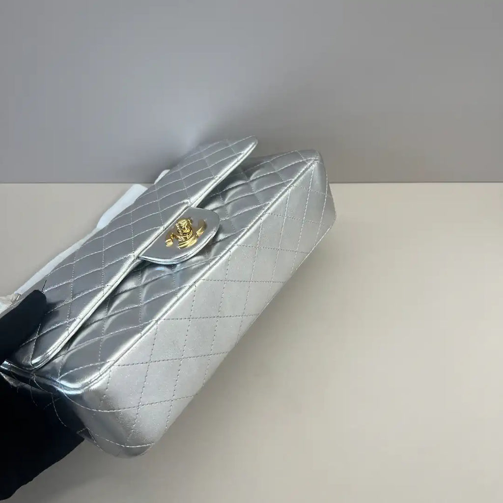 Chanel A01112 Flap Classic 11.12 Handbag Lambskin Silver