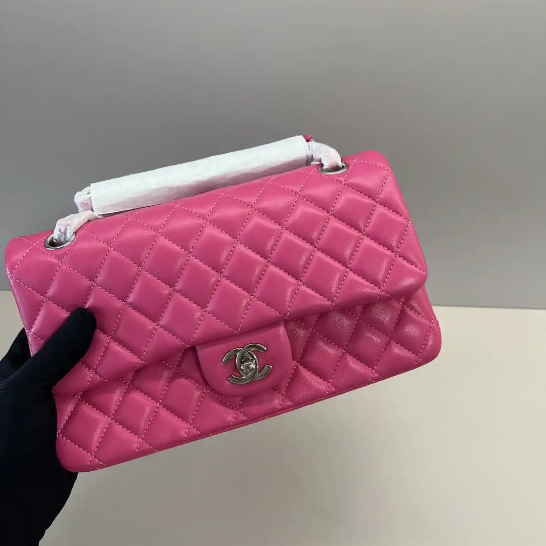 Chanel A01112 Flap Classic 11.12 Handbag Lambskin Rose Red