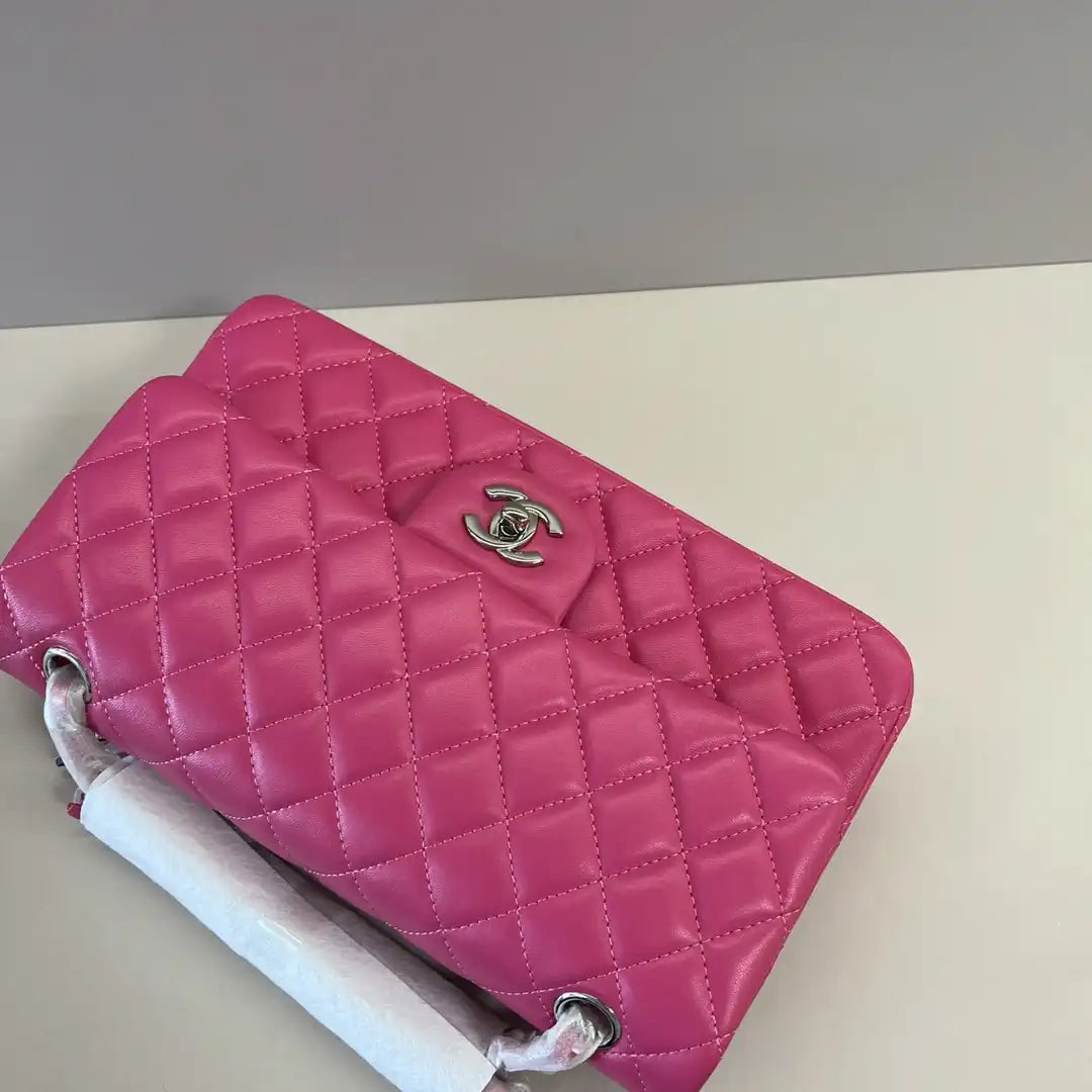 Chanel A01112 Flap Classic 11.12 Handbag Lambskin Rose Red