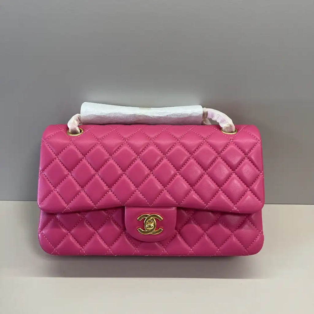 Chanel A01112 Flap Classic 11.12 Handbag Lambskin Rose Red