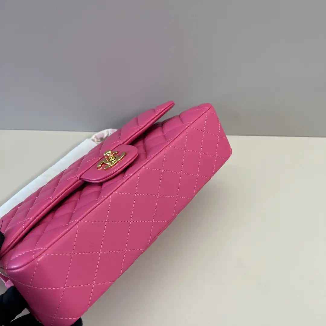 Chanel A01112 Flap Classic 11.12 Handbag Lambskin Rose Red