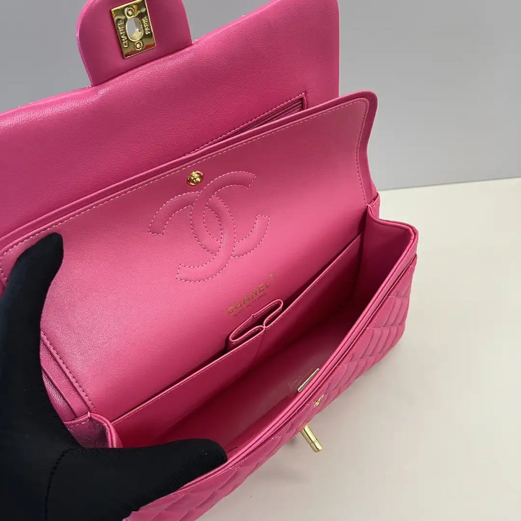 Chanel A01112 Flap Classic 11.12 Handbag Lambskin Rose Red