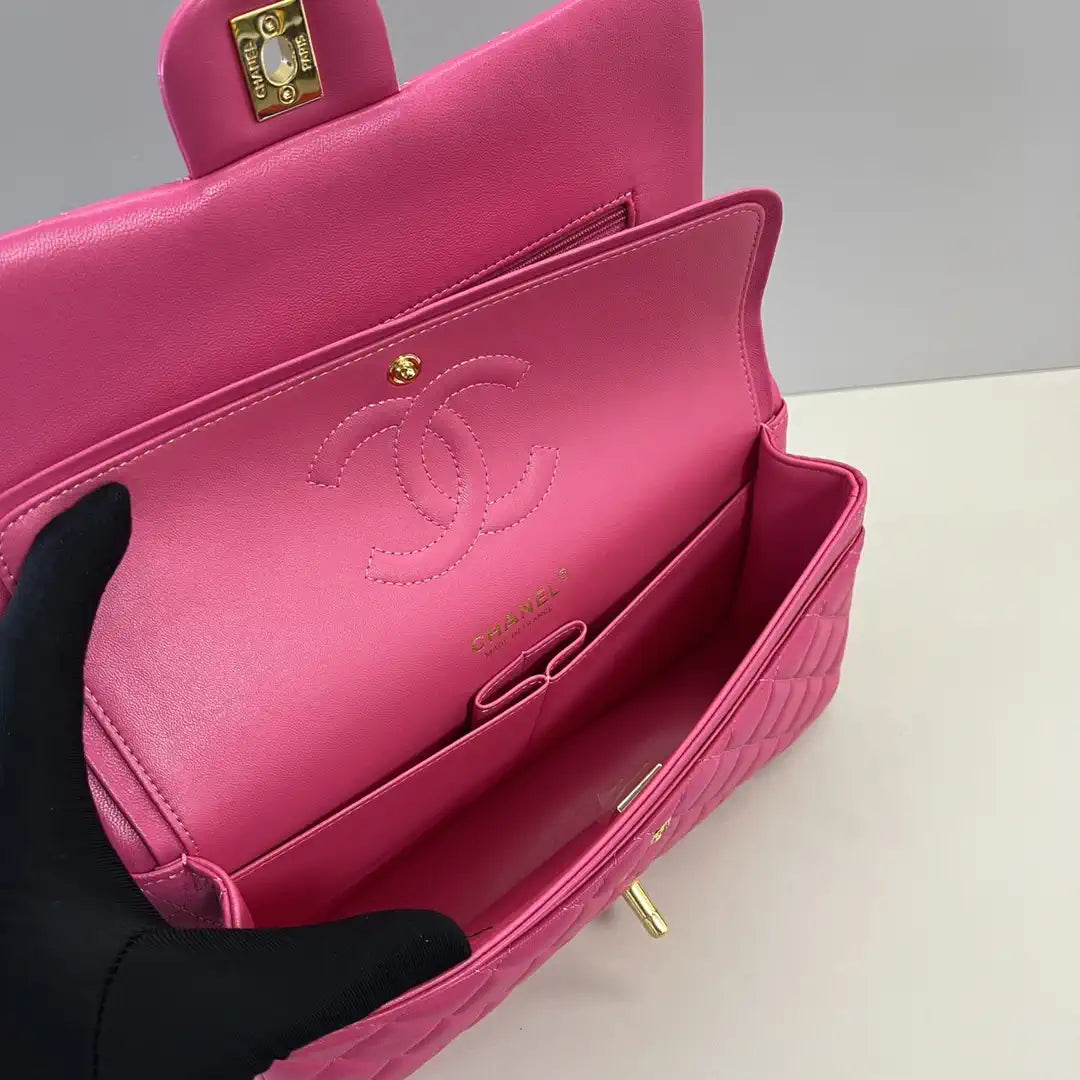 Chanel A01112 Flap Classic 11.12 Handbag Lambskin Rose Red