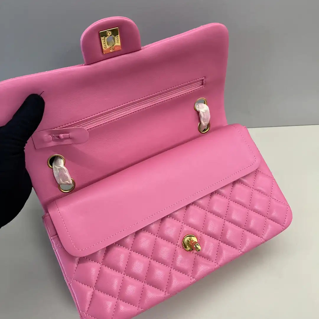 Chanel A01112 Flap Classic 11.12 Handbag Lambskin Pink