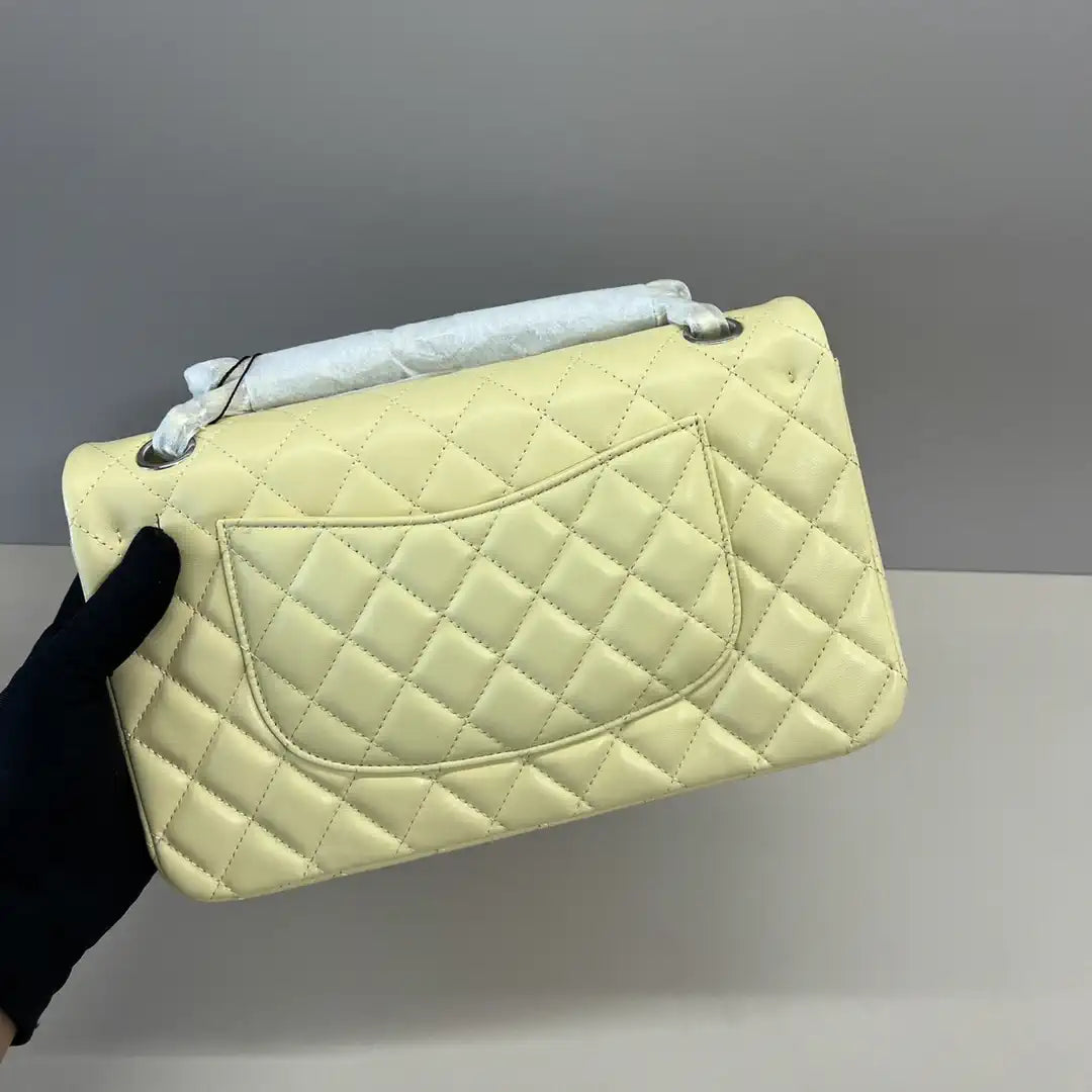 Chanel A01112 Flap Classic 11.12 Handbag Lambskin Light Yellow