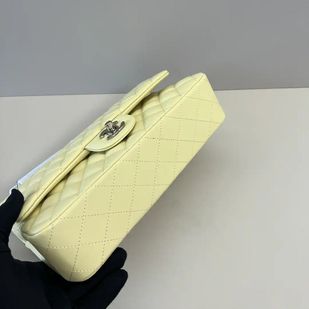 Chanel A01112 Flap Classic 11.12 Handbag Lambskin Light Yellow