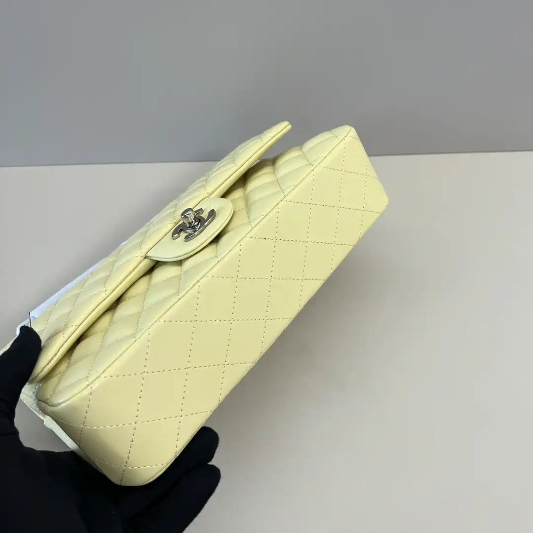 Chanel A01112 Flap Classic 11.12 Handbag Lambskin Light Yellow