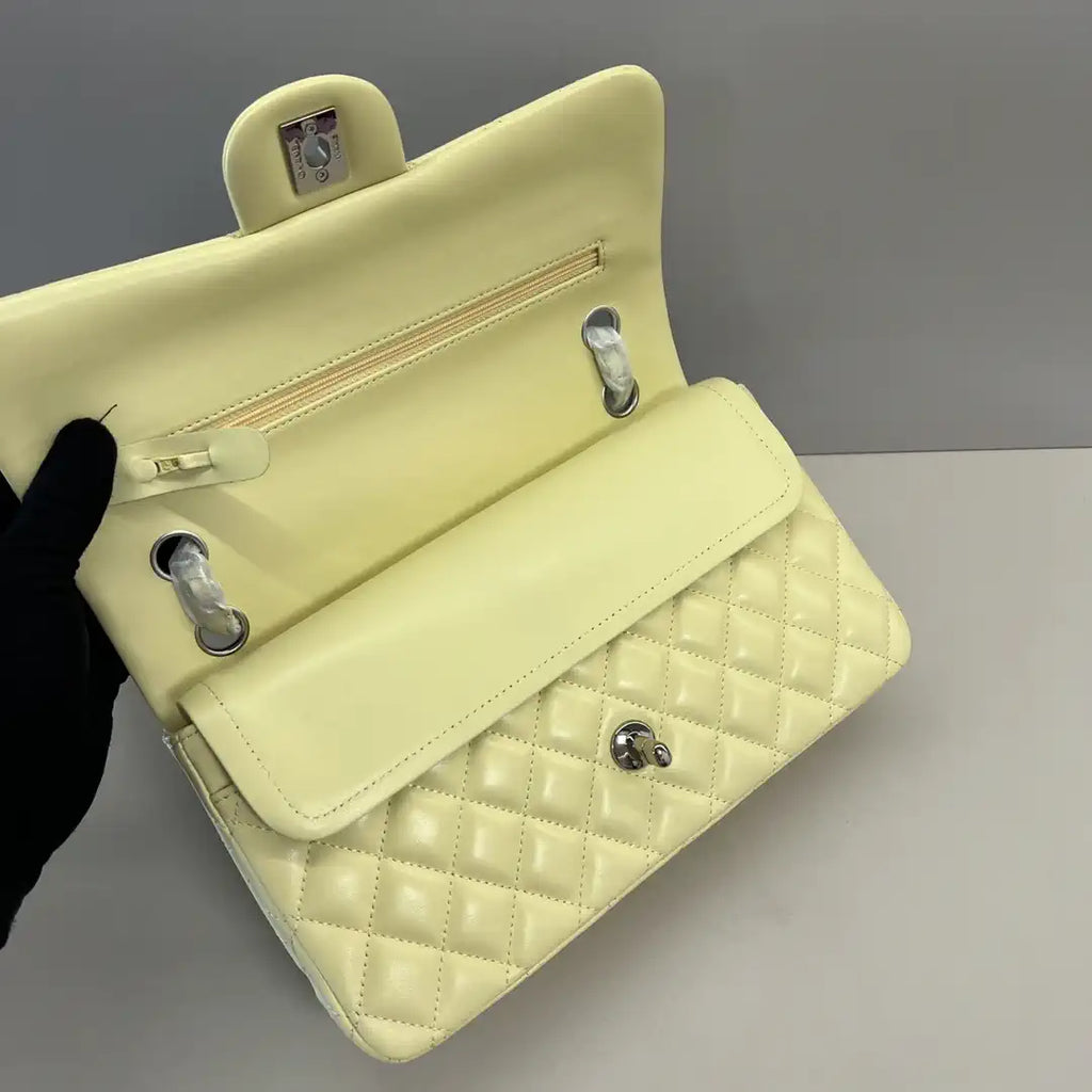 Chanel A01112 Flap Classic 11.12 Handbag Lambskin Light Yellow