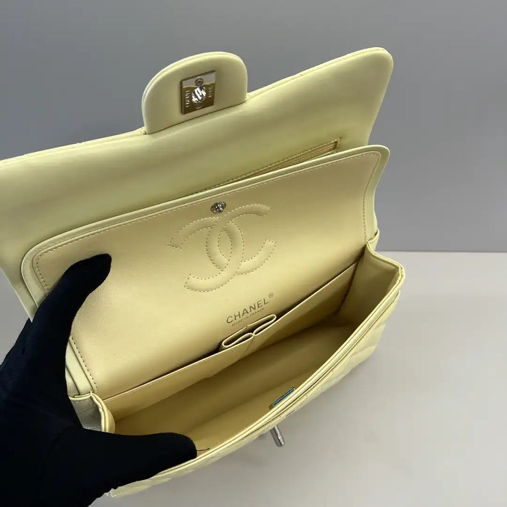 Chanel A01112 Flap Classic 11.12 Handbag Lambskin Light Yellow