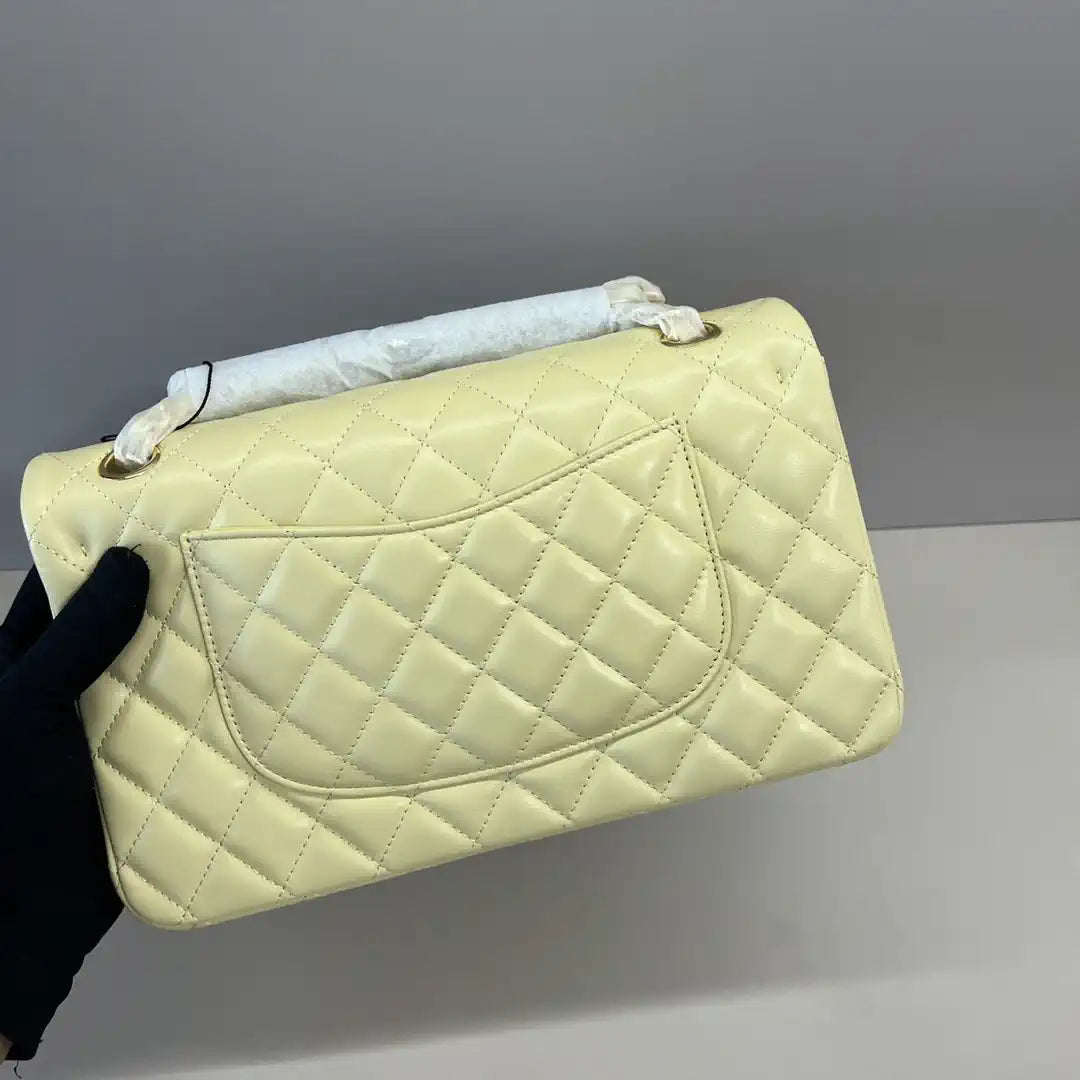 Chanel A01112 Flap Classic 11.12 Handbag Lambskin Light Yellow