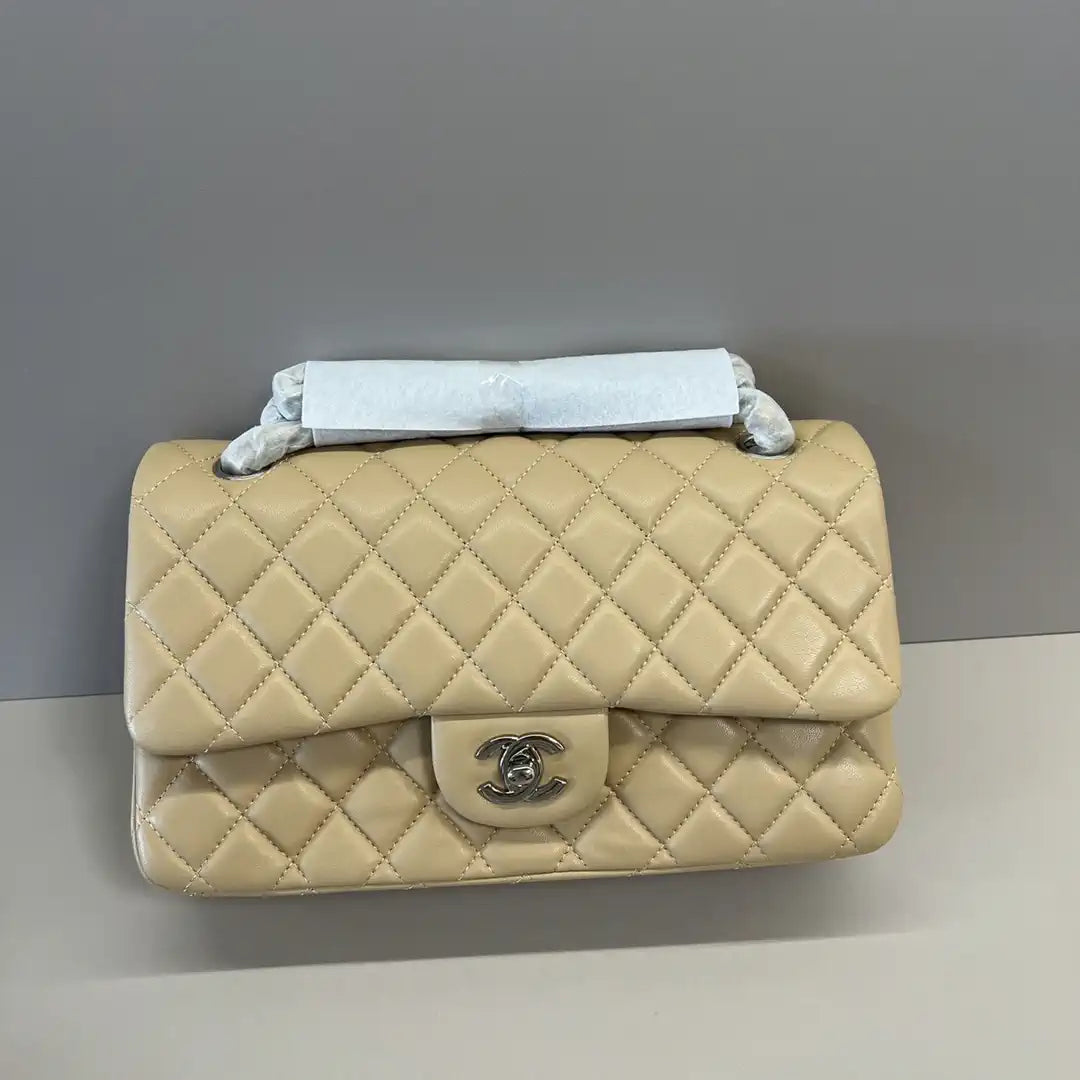Chanel A01112 Flap Classic 11.12 Handbag Lambskin Apricot