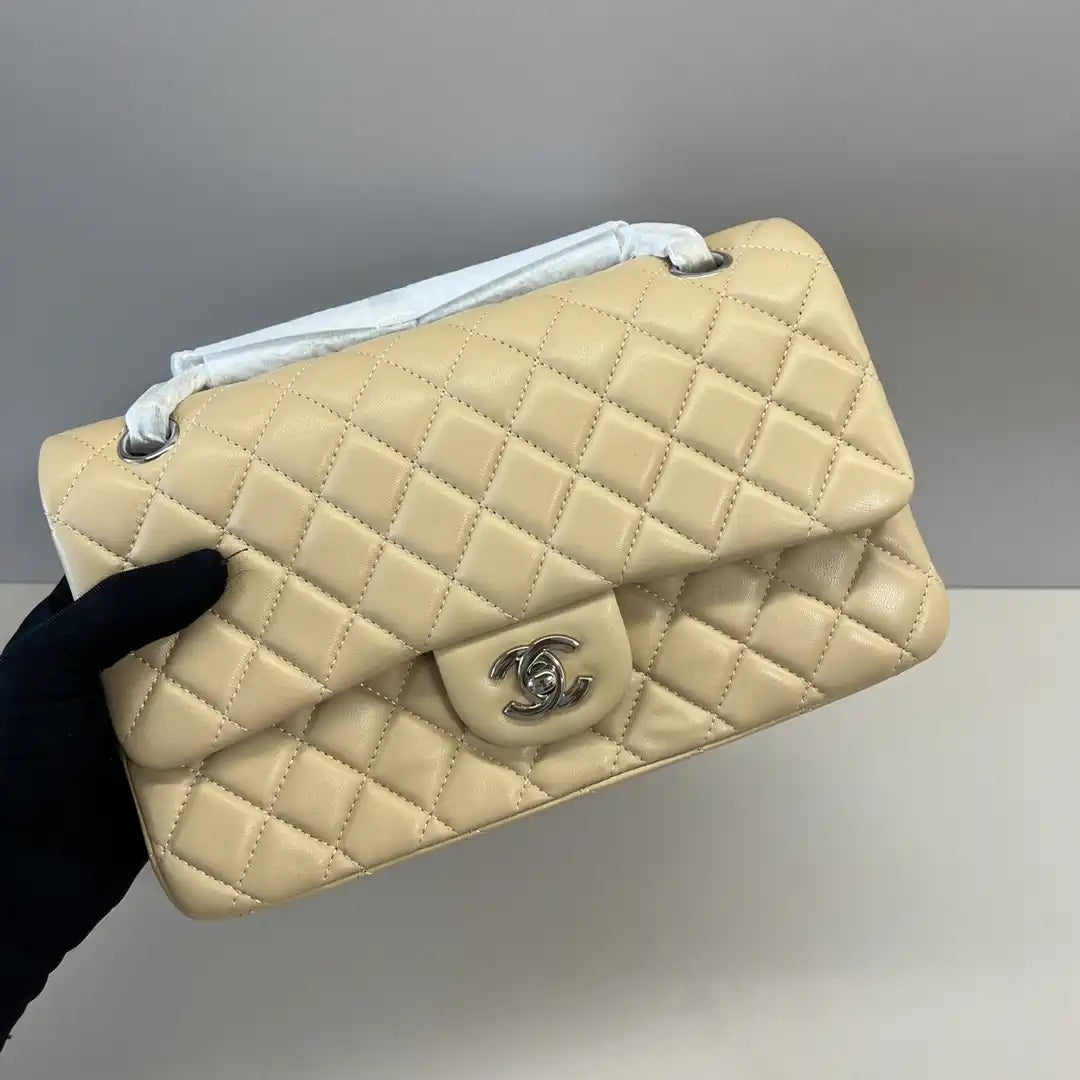 Chanel A01112 Flap Classic 11.12 Handbag Lambskin Apricot