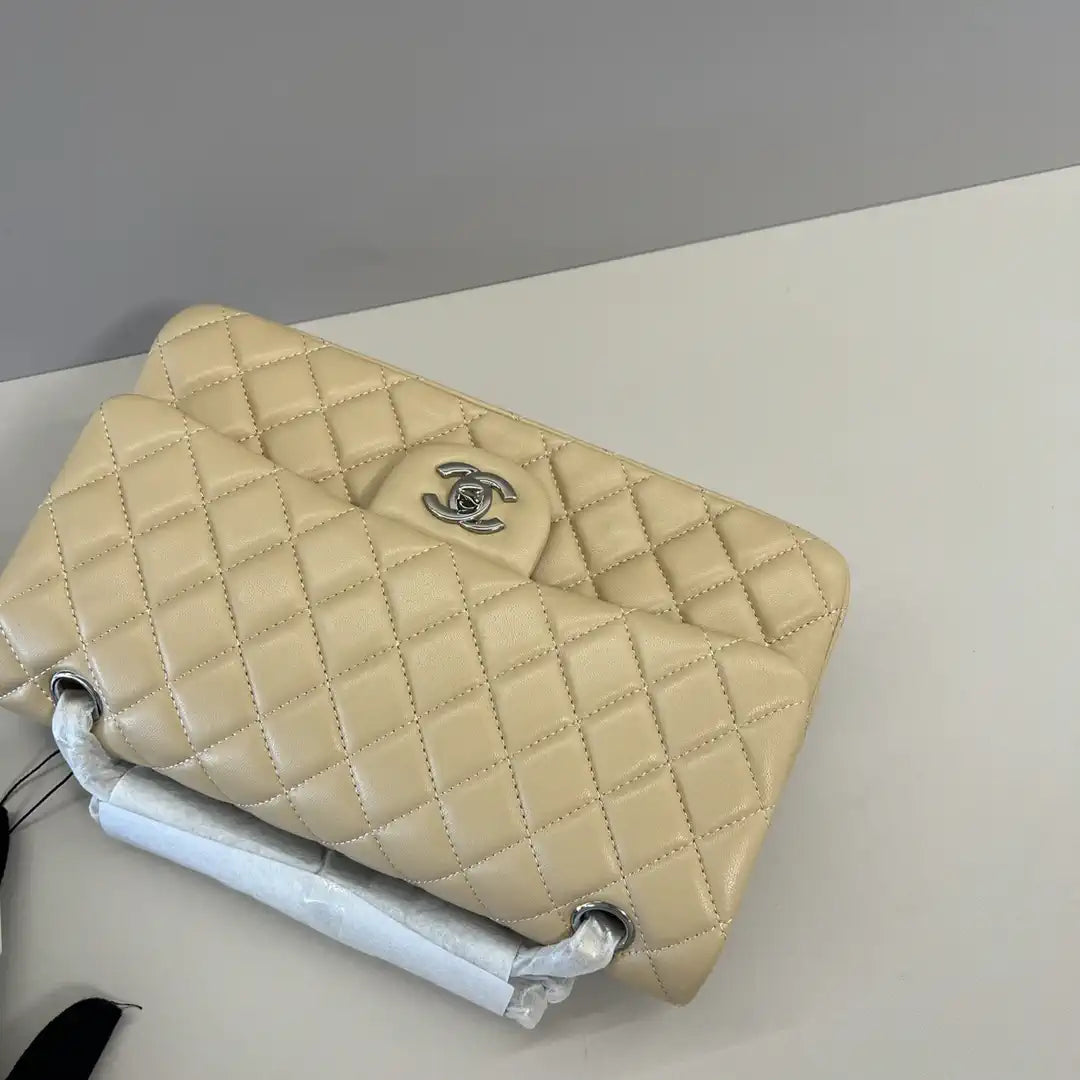 Chanel A01112 Flap Classic 11.12 Handbag Lambskin Apricot