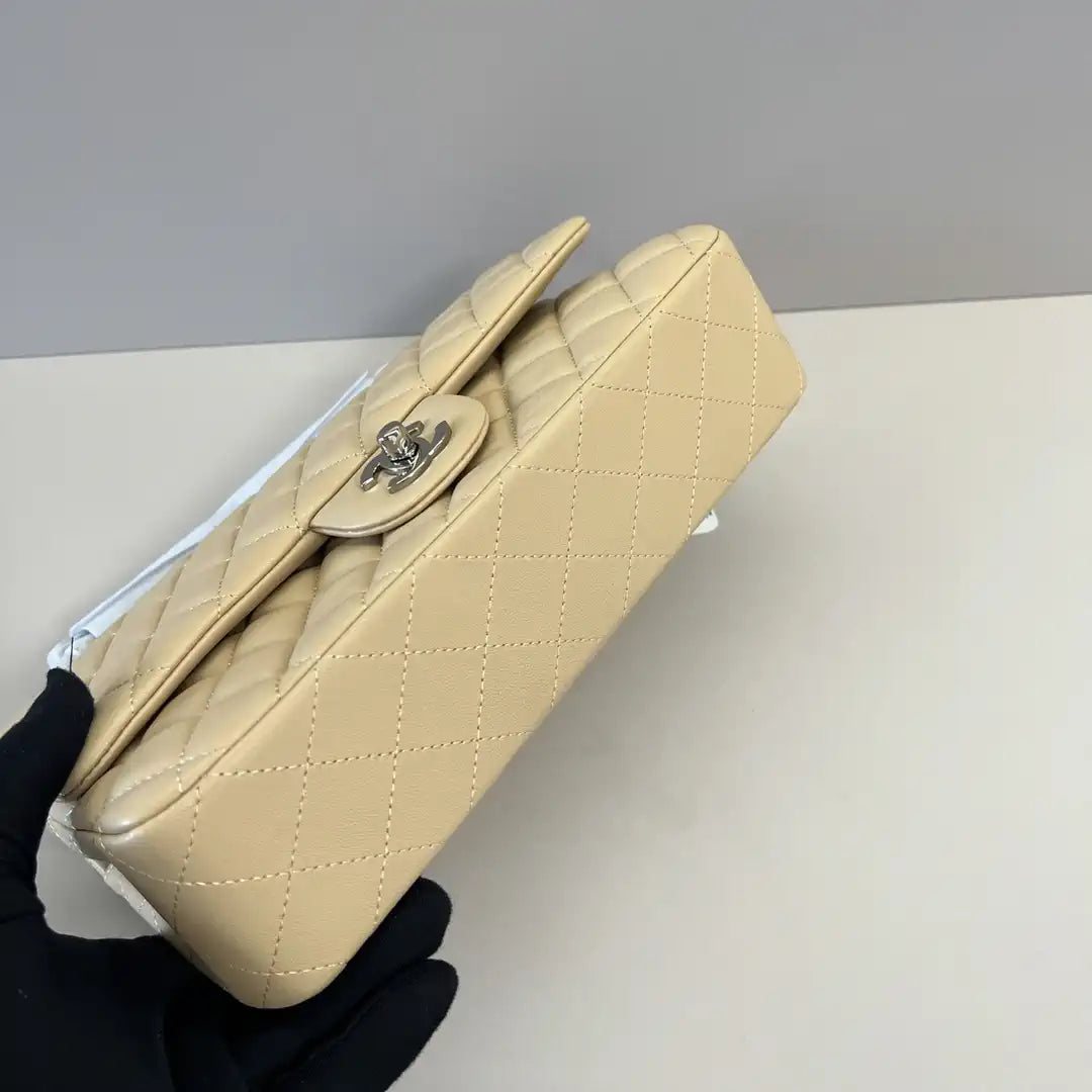 Chanel A01112 Flap Classic 11.12 Handbag Lambskin Apricot