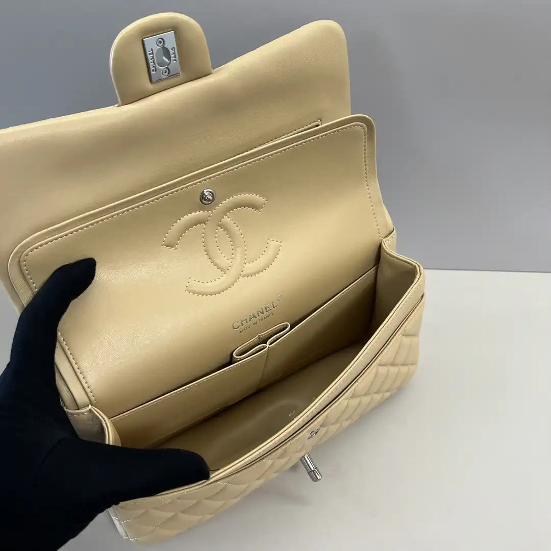 Chanel A01112 Flap Classic 11.12 Handbag Lambskin Apricot