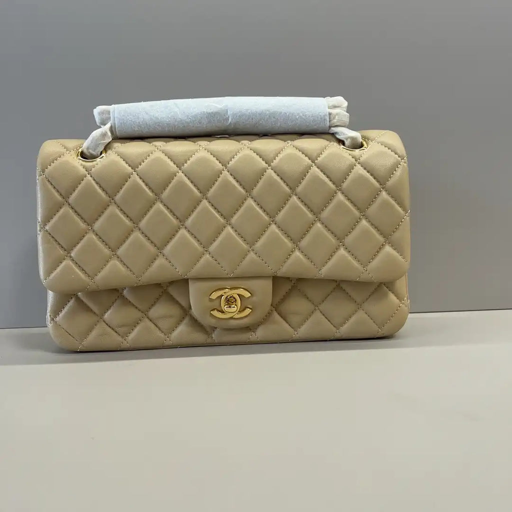 Chanel A01112 Flap Classic 11.12 Handbag Lambskin Apricot