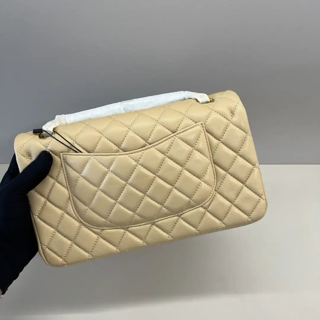 Chanel A01112 Flap Classic 11.12 Handbag Lambskin Apricot