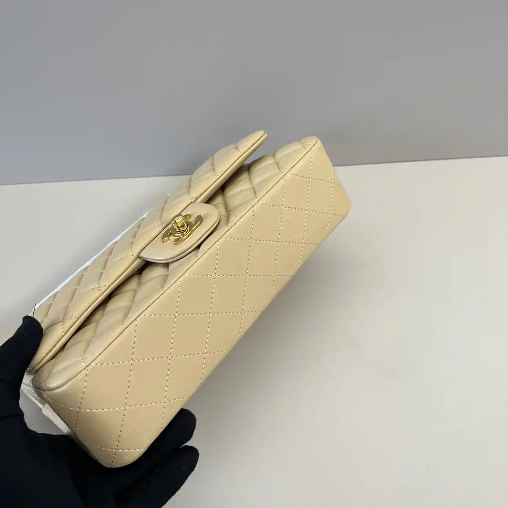 Chanel A01112 Flap Classic 11.12 Handbag Lambskin Apricot