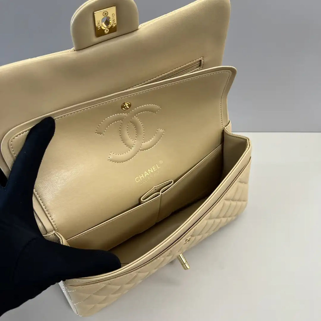 Chanel A01112 Flap Classic 11.12 Handbag Lambskin Apricot