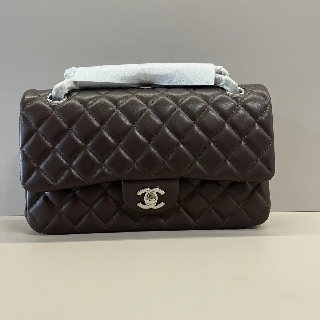 Chanel A01112 Flap Classic 11.12 Handbag Lambskin Dark Brown