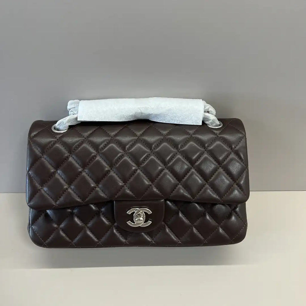 Chanel A01112 Flap Classic 11.12 Handbag Lambskin Dark Brown