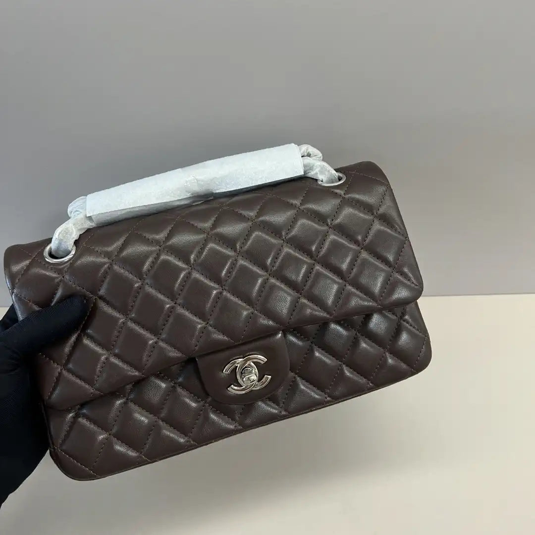 Chanel A01112 Flap Classic 11.12 Handbag Lambskin Dark Brown