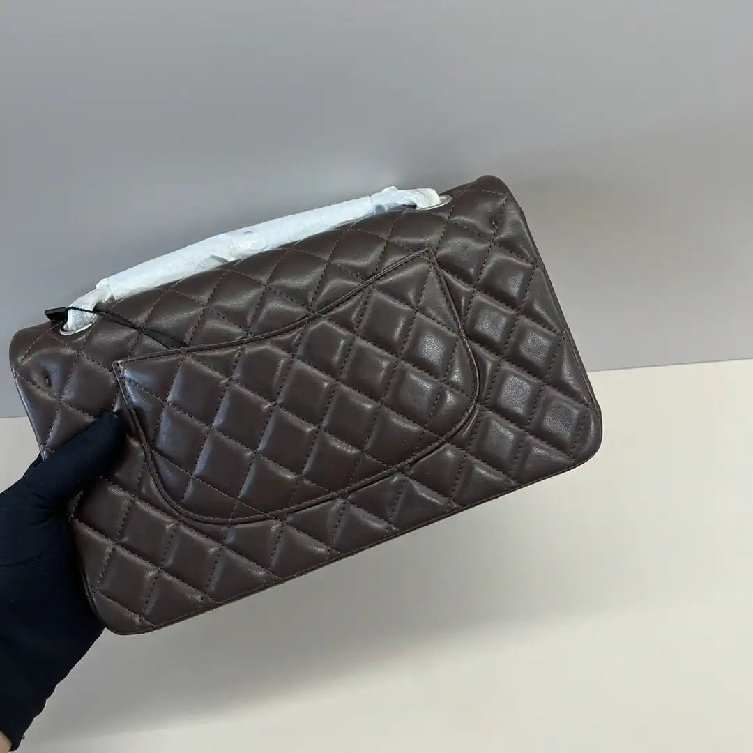 Chanel A01112 Flap Classic 11.12 Handbag Lambskin Dark Brown