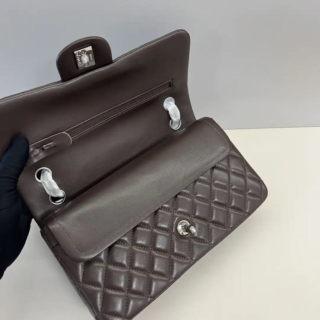 Chanel A01112 Flap Classic 11.12 Handbag Lambskin Dark Brown