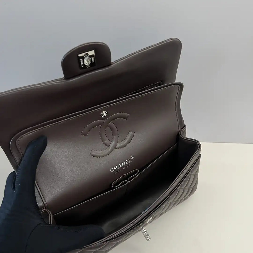 Chanel A01112 Flap Classic 11.12 Handbag Lambskin Dark Brown