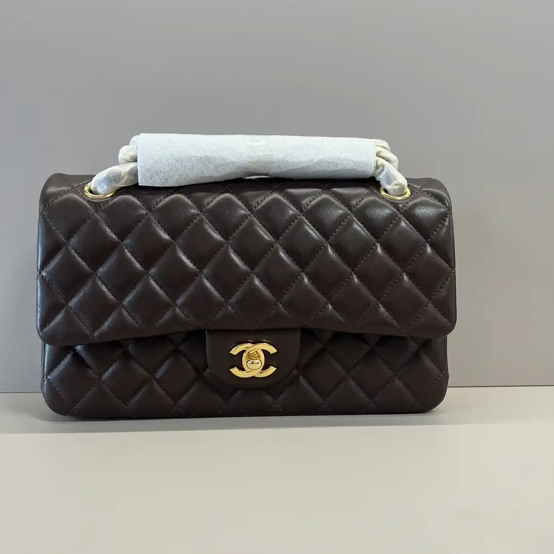 Chanel A01112 Flap Classic 11.12 Handbag Lambskin Dark Brown