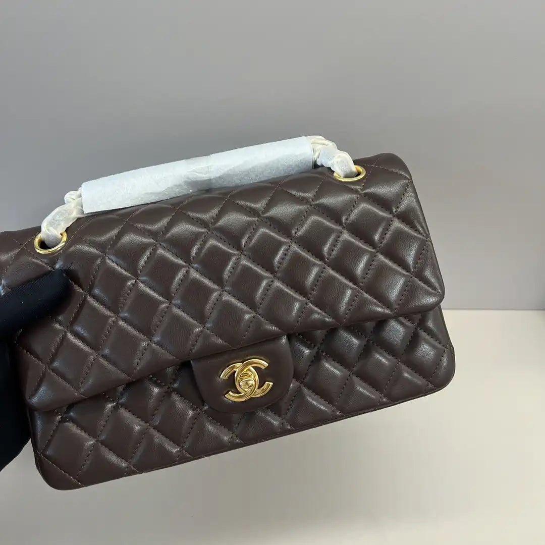 Chanel A01112 Flap Classic 11.12 Handbag Lambskin Dark Brown