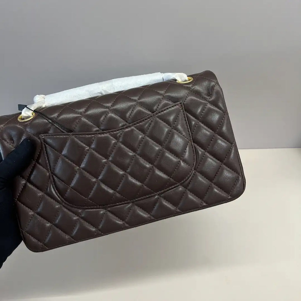 Chanel A01112 Flap Classic 11.12 Handbag Lambskin Dark Brown