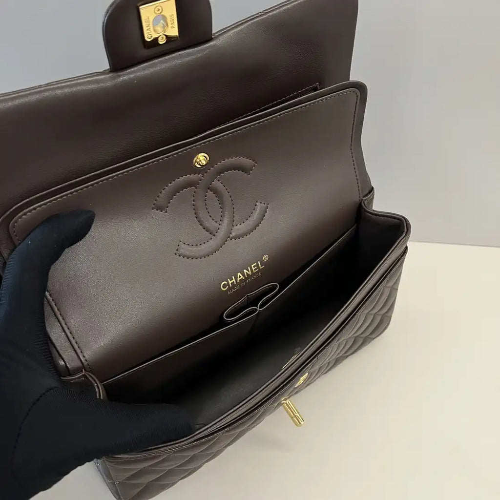 Chanel A01112 Flap Classic 11.12 Handbag Lambskin Dark Brown