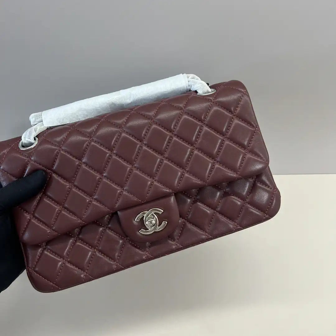 Chanel A01112 Flap Classic 11.12 Handbag Lambskin Wine Red