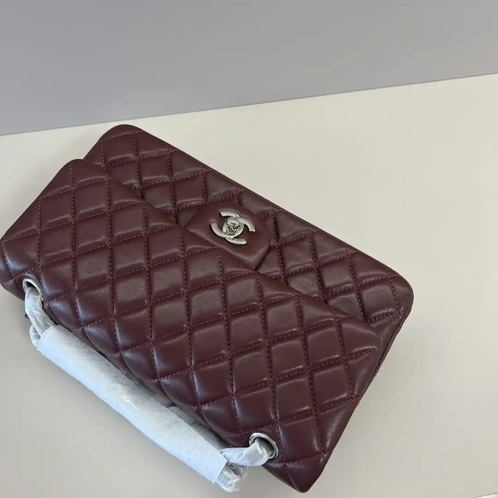 Chanel A01112 Flap Classic 11.12 Handbag Lambskin Wine Red