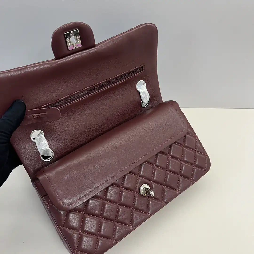 Chanel A01112 Flap Classic 11.12 Handbag Lambskin Wine Red