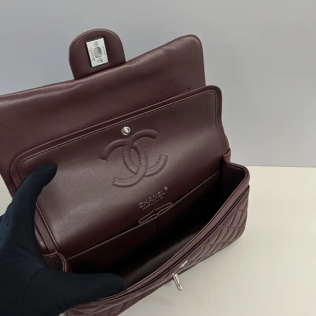 Chanel A01112 Flap Classic 11.12 Handbag Lambskin Wine Red