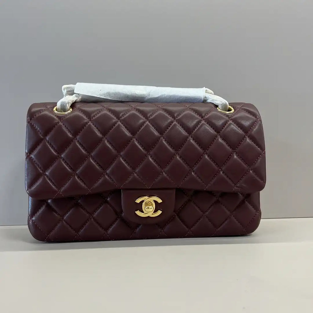 Chanel A01112 Flap Classic 11.12 Handbag Lambskin Wine Red