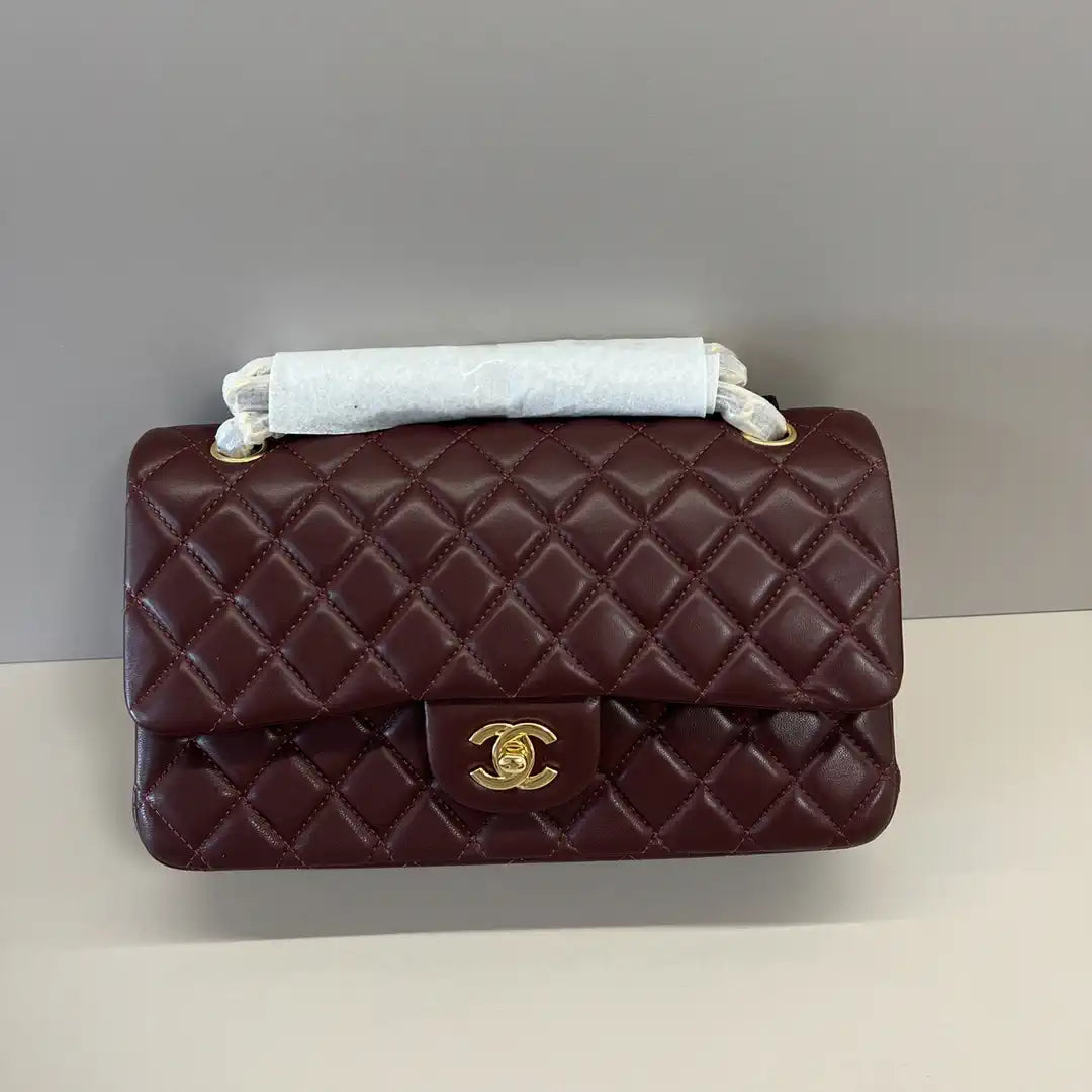 Chanel A01112 Flap Classic 11.12 Handbag Lambskin Wine Red